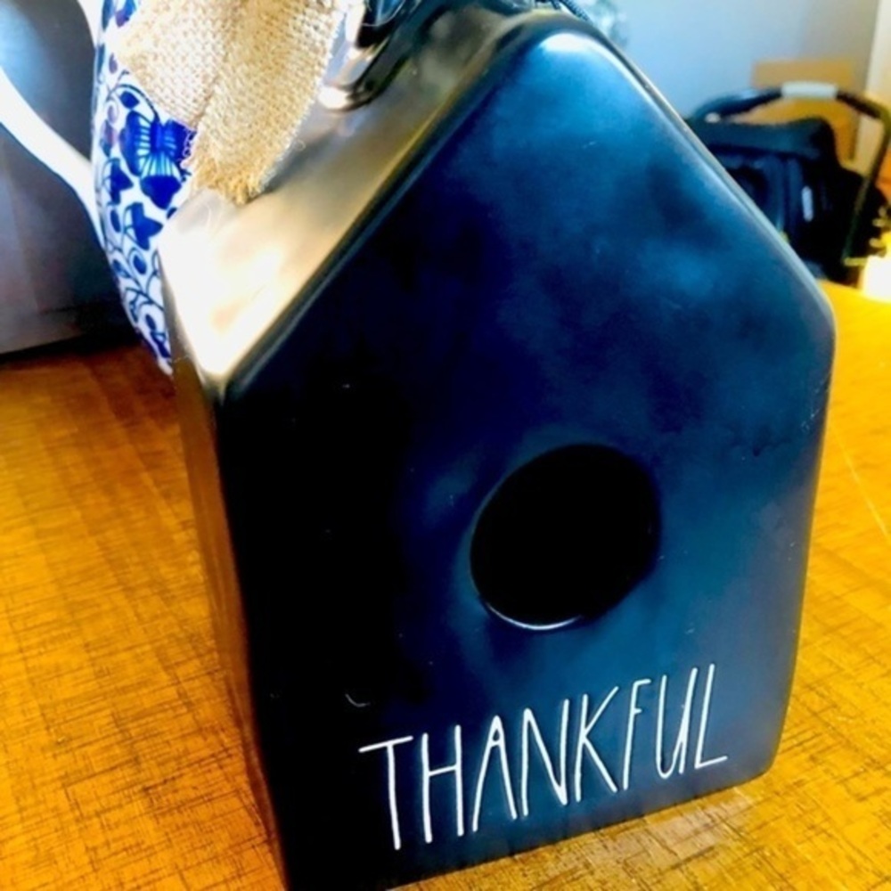 Rae Dunn “THANKFUL” Black Birdhouse • Farmhouse Ceramic Décor NWT